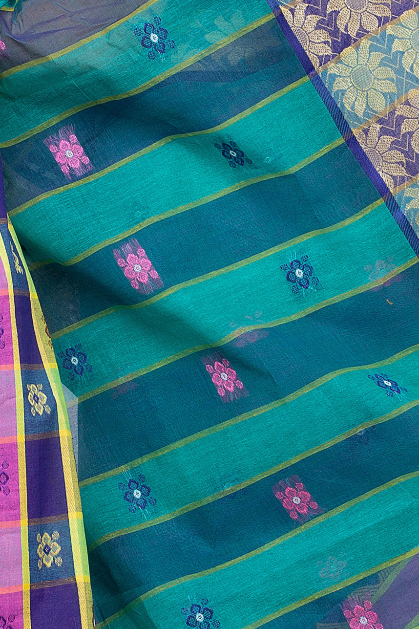 Light Green Pure Cotton FulPar Tant Saree (866)